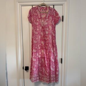 Dolma Pink Paisley Short-Sleeve Maxi Dress